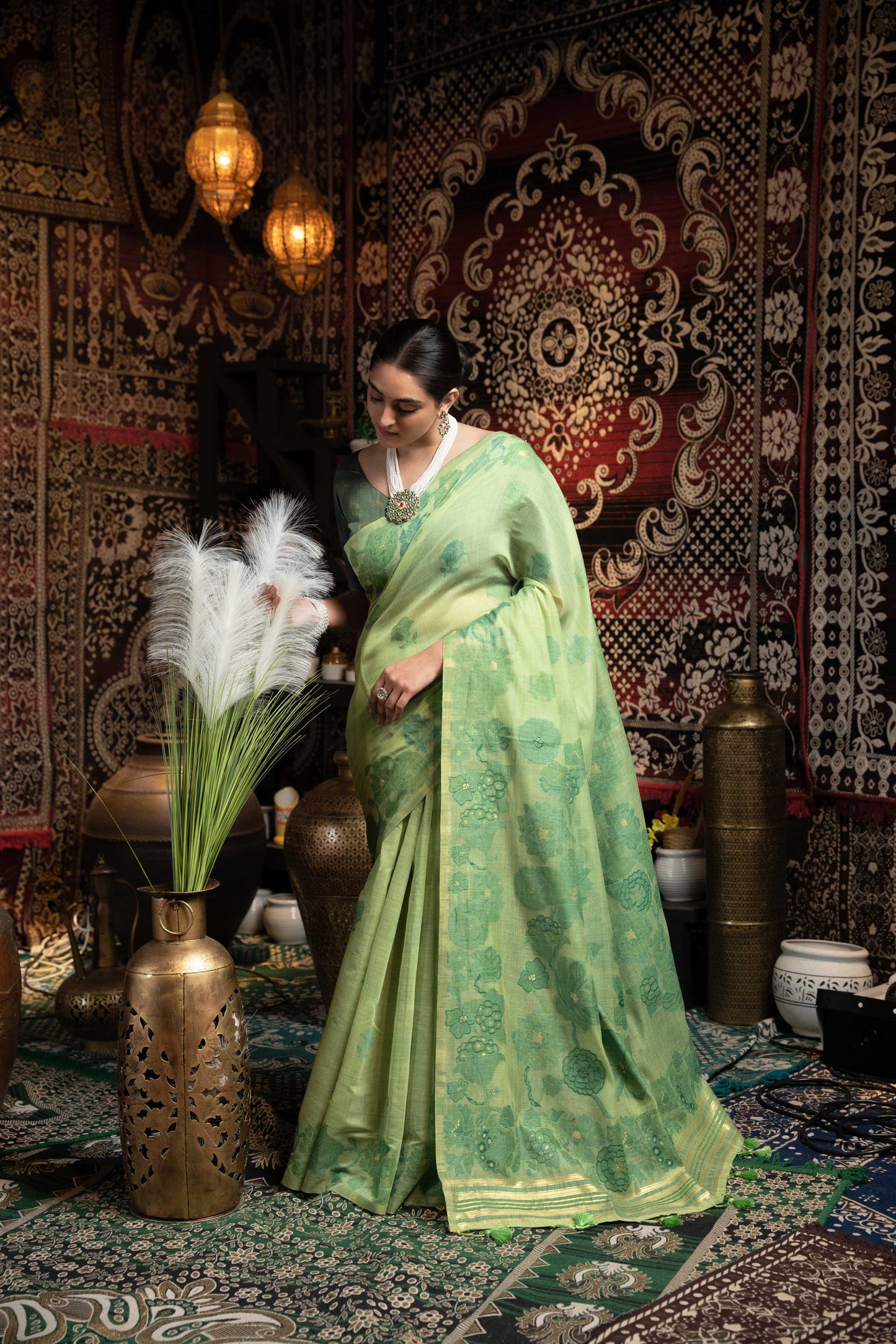 Beige Mul Cottan Silk Apoorva Jamdani Sarees