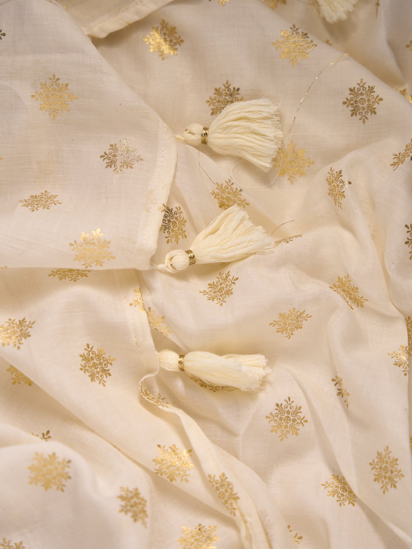 Viscose Saree with Golden Buti Dots and Elegant Golden Border
