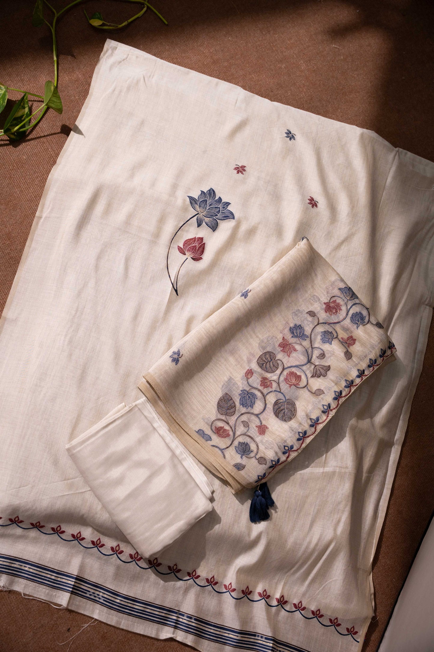 JAMDANI MUL COTTAN SILK 3piece Unstiched Suit- Top, Bottom & Dupatta.