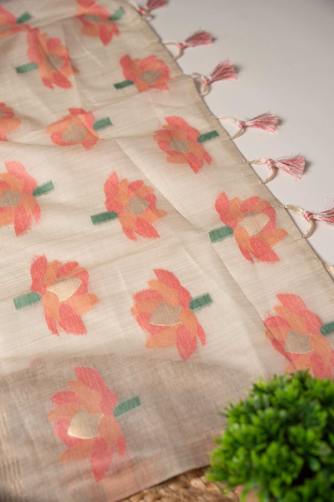 JAMDANI MUL COTTAN SILK 3piece Unstiched Suit- Top, Bottom & Dupatta