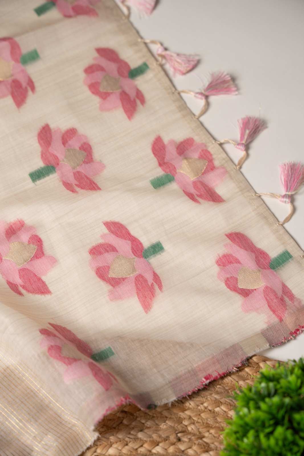 JAMDANI MUL COTTAN SILK 3piece Unstiched Suit- Top, Bottom & Dupatta