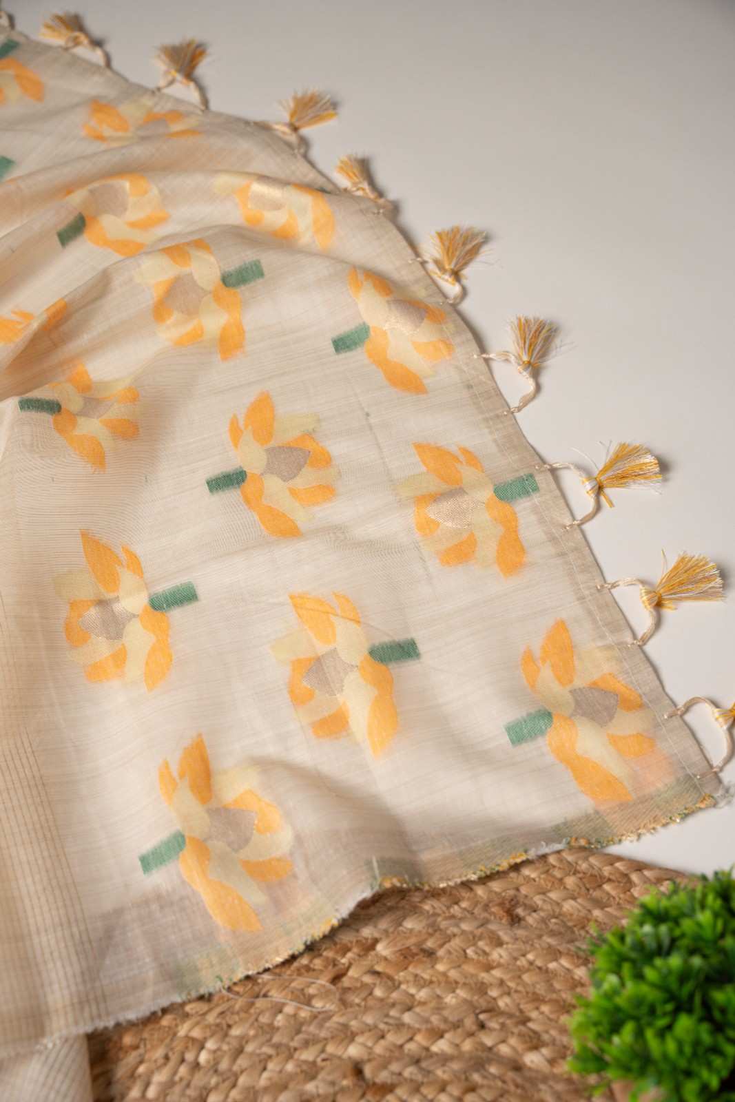 JAMDANI MUL COTTAN SILK 3piece Unstiched Suit- Top, Bottom & Dupatta