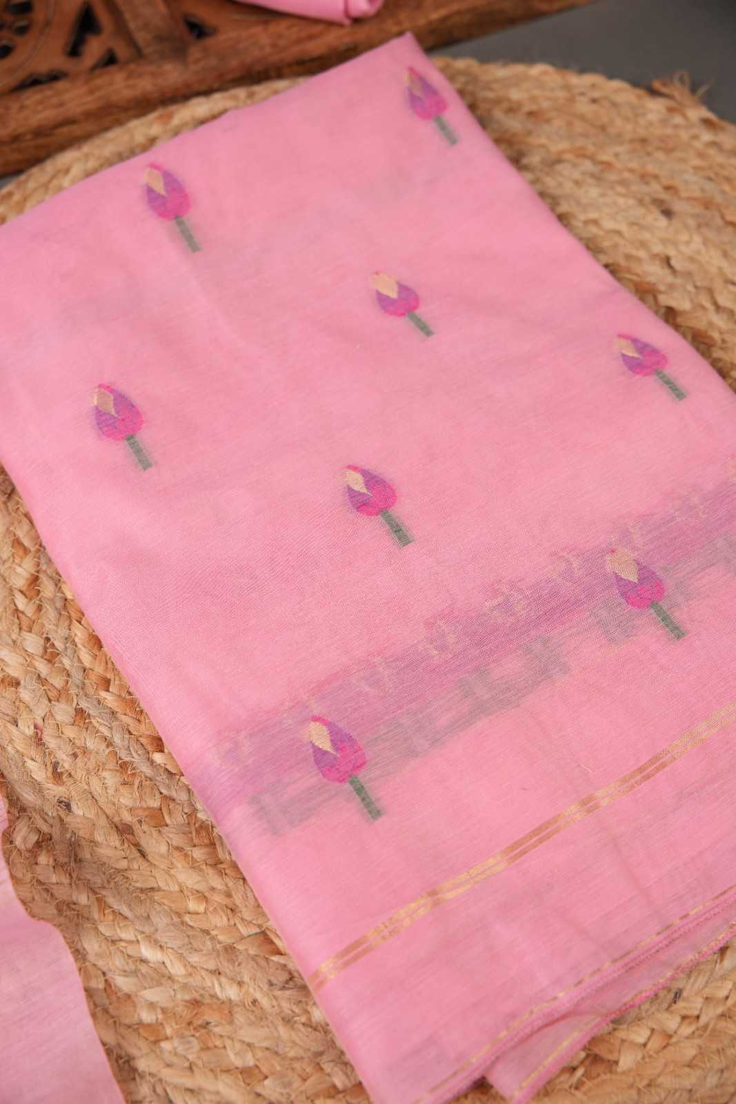 JAMDANI MUL COTTAN SILK 3piece Unstiched Suit- Top, Bottom & Dupatta