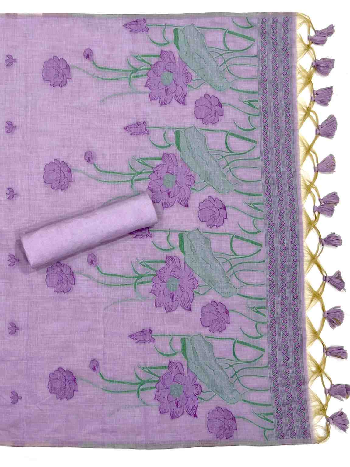 JAMDANI MUL COTTAN SILK 3piece Unstiched Suit- Top, Bottom & Dupatta