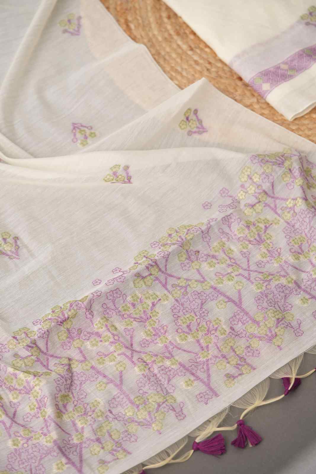 JAMDANI 3-Piece Unstitched Suit- Top, Bottom & Dupatta