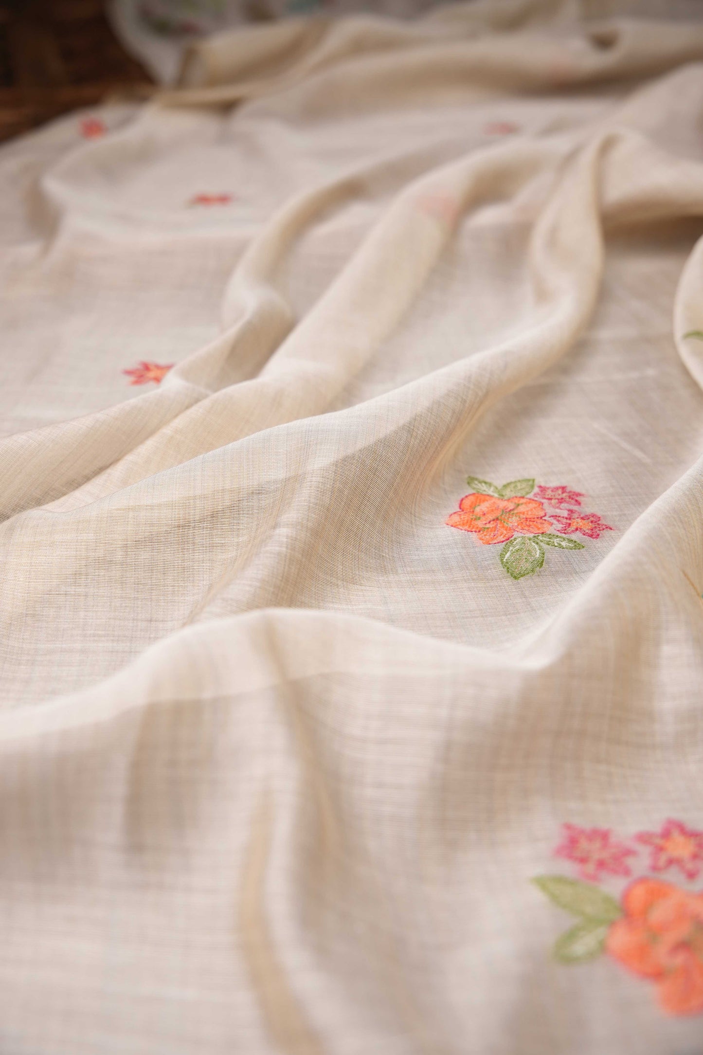 JAMDANI MUL COTTAN SILK 3piece Unstiched Suit- Top, Bottom & Dupatta.