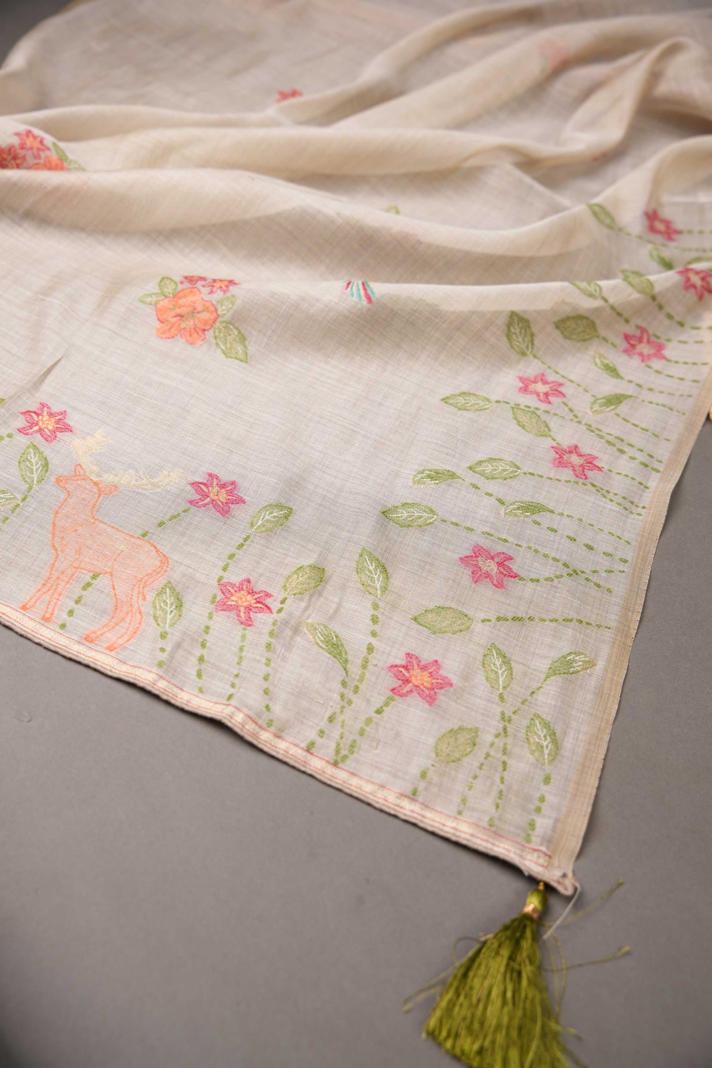 JAMDANI MUL COTTAN SILK 3piece Unstiched Suit- Top, Bottom & Dupatta.