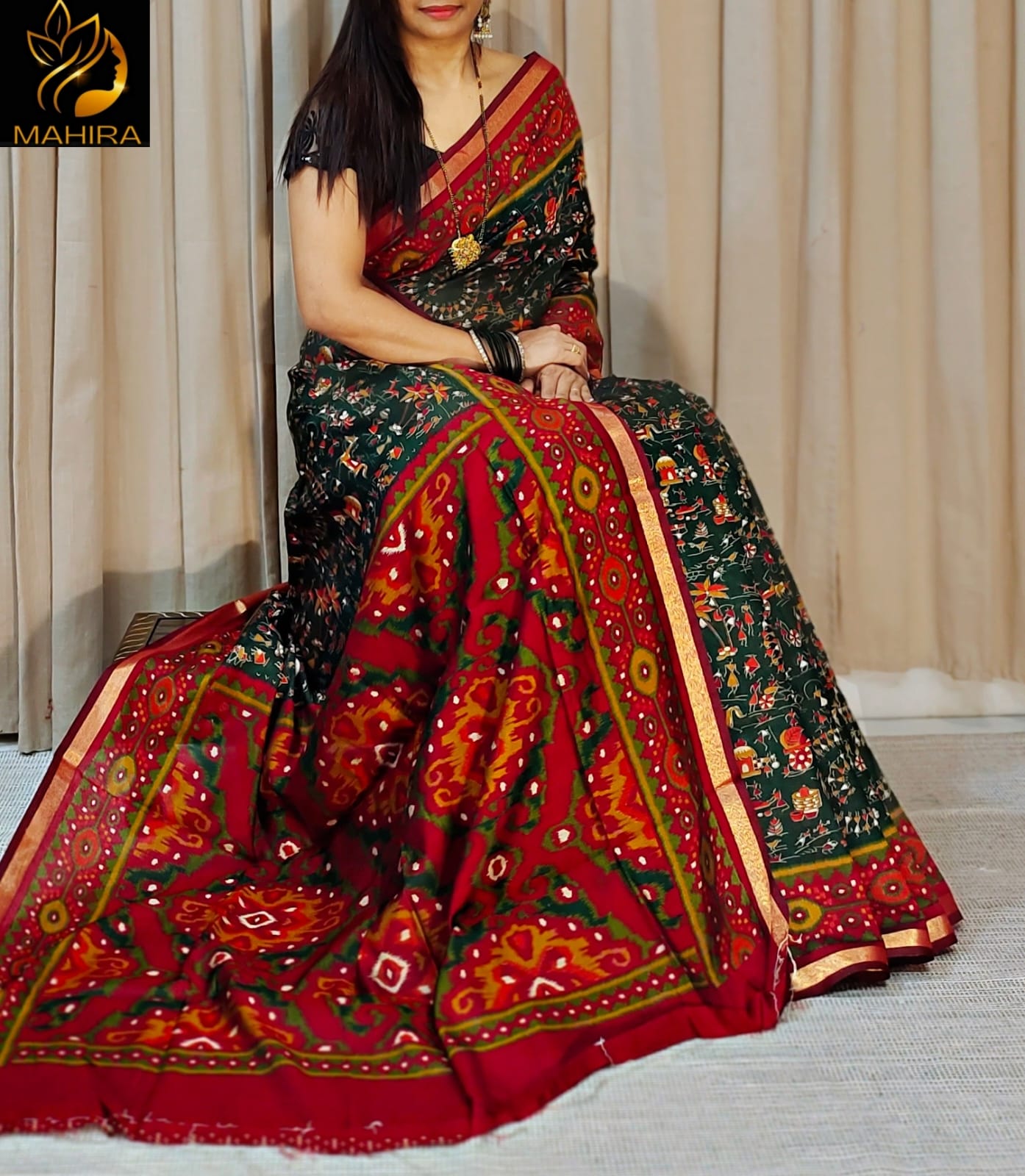 Katha Silk Saree with Golden Border