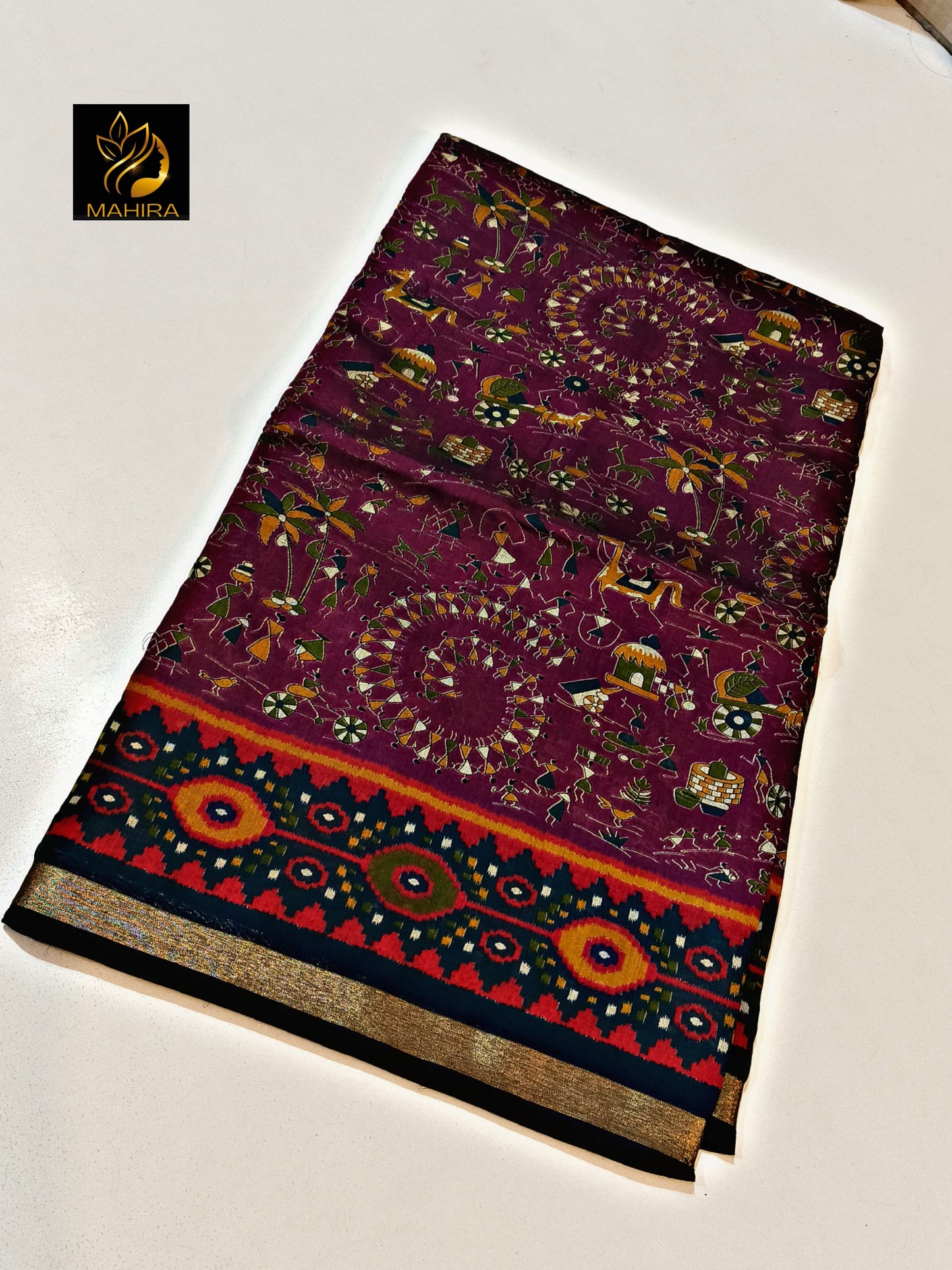 Katha Silk Saree with Golden Border