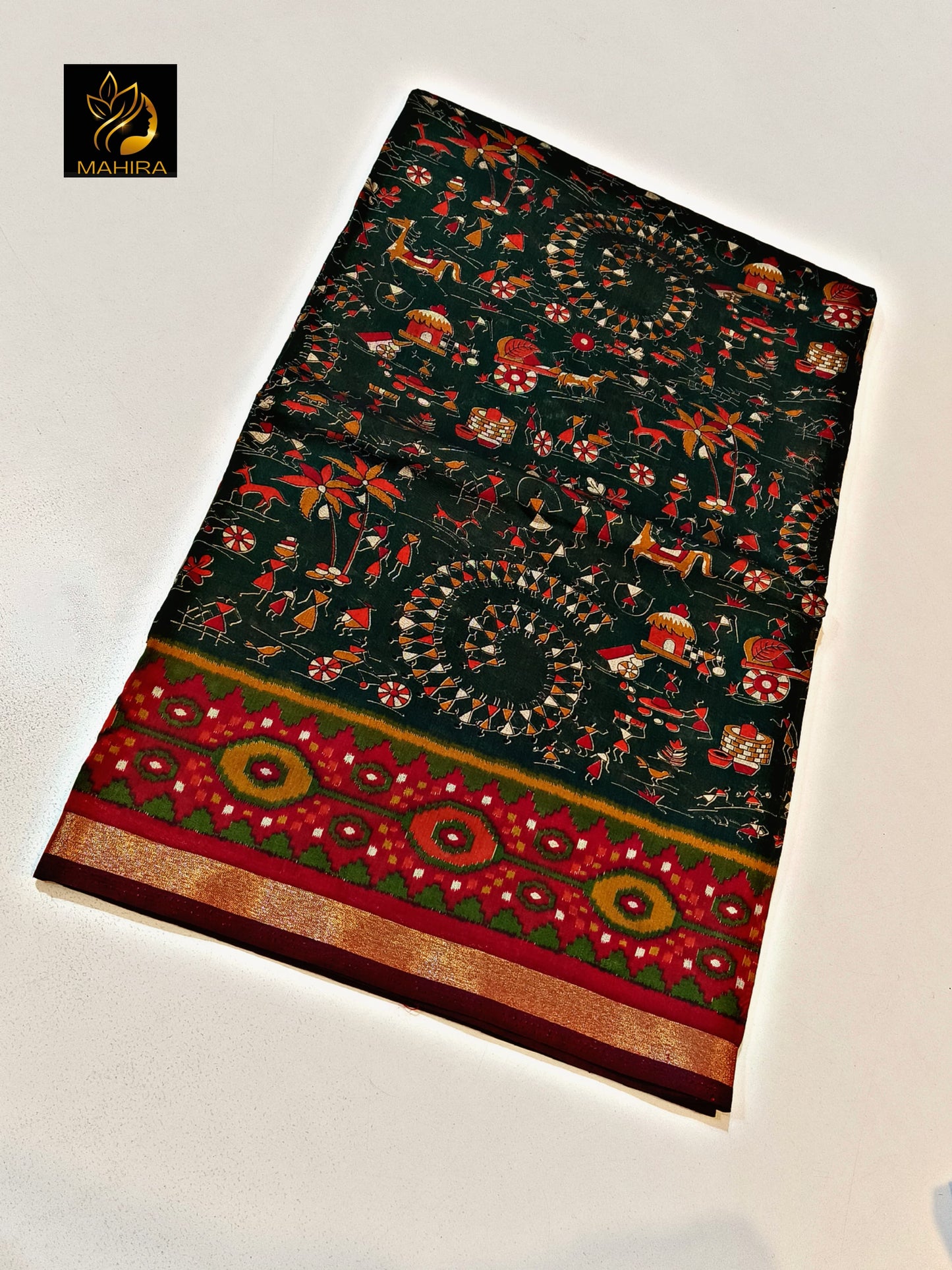 Katha Silk Saree with Golden Border