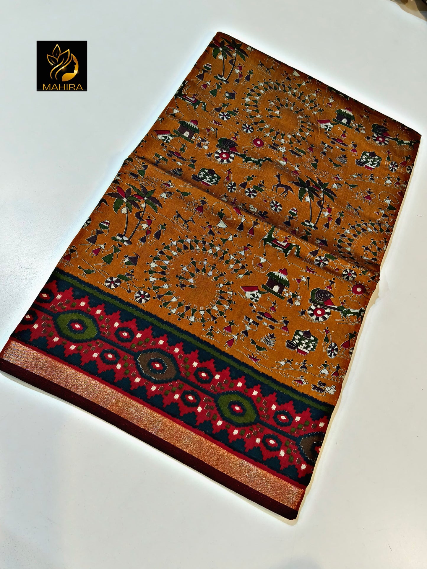 Katha Silk Saree with Golden Border
