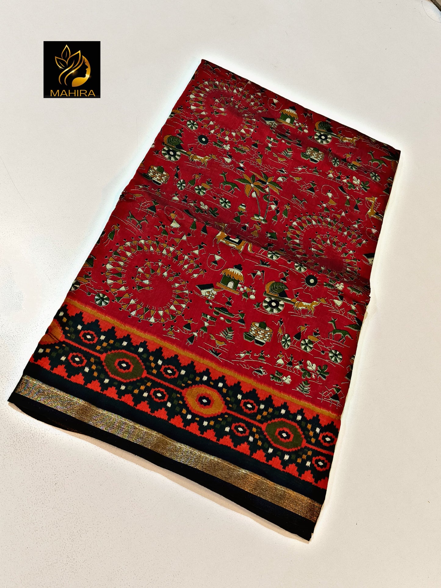 Katha Silk Saree with Golden Border