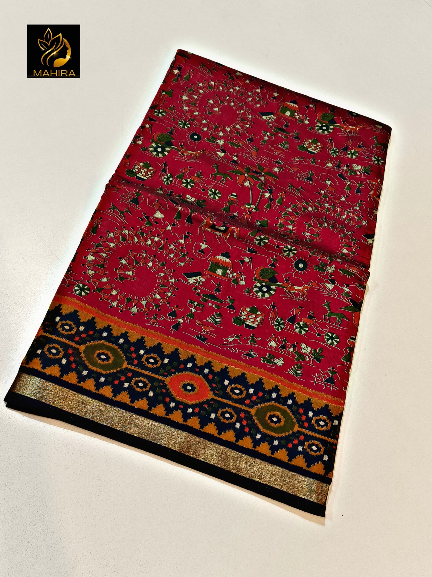 Katha Silk Saree with Golden Border