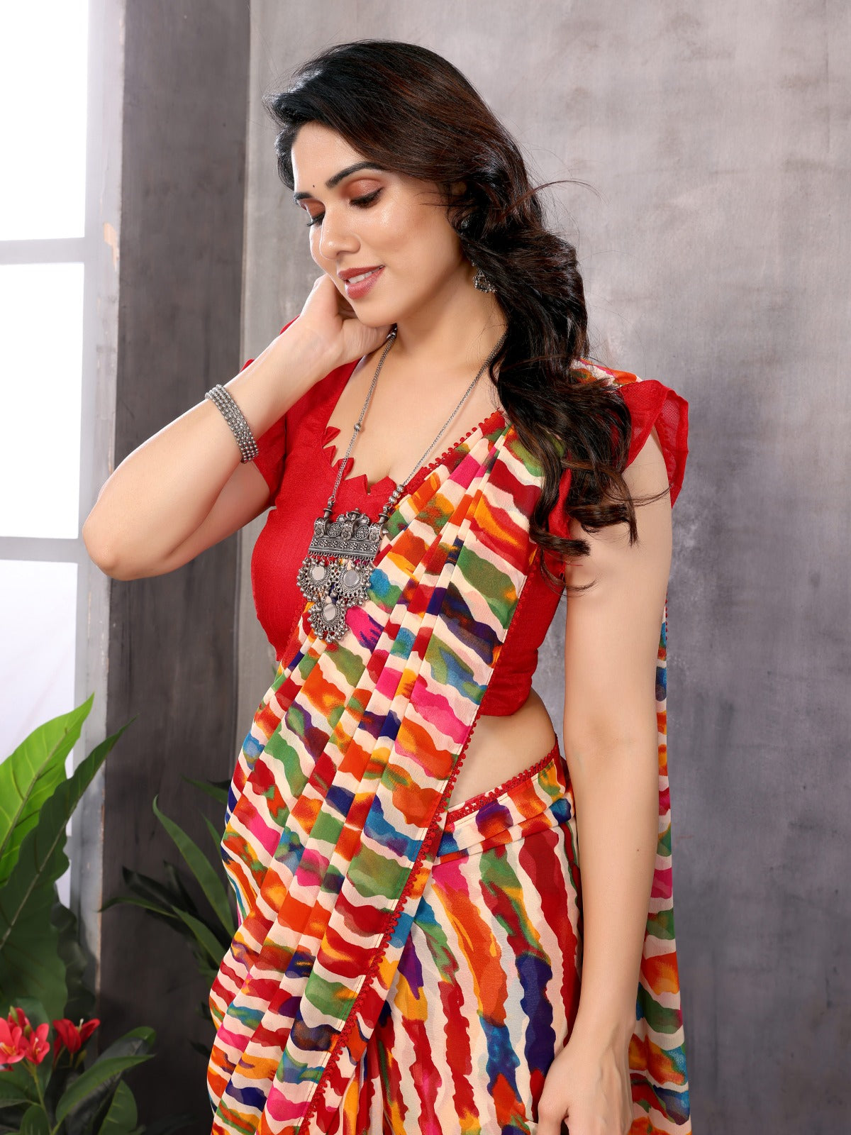 Dual-Toned Ikkat Silk Saree