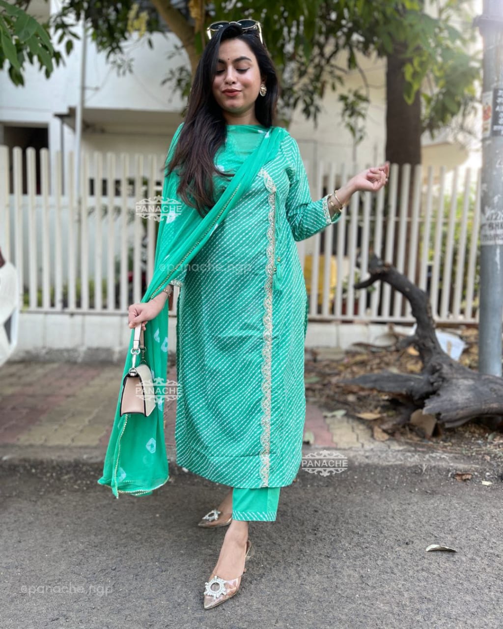 Cotton Lahariya Kurti Set