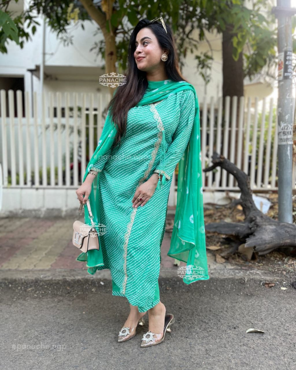 Cotton Lahariya Kurti Set