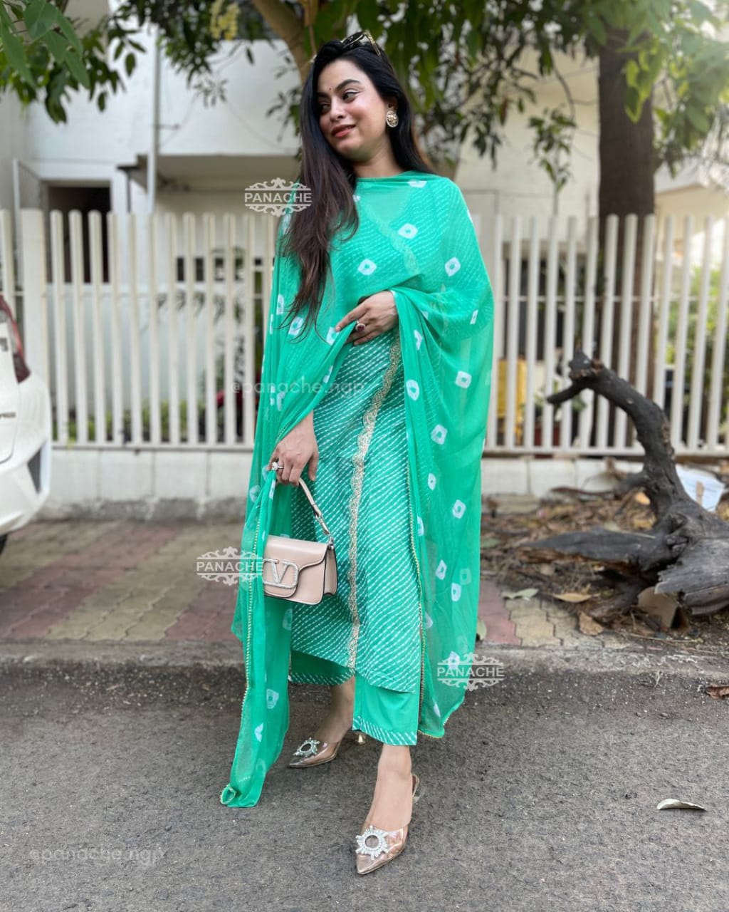 Cotton Lahariya Kurti Set