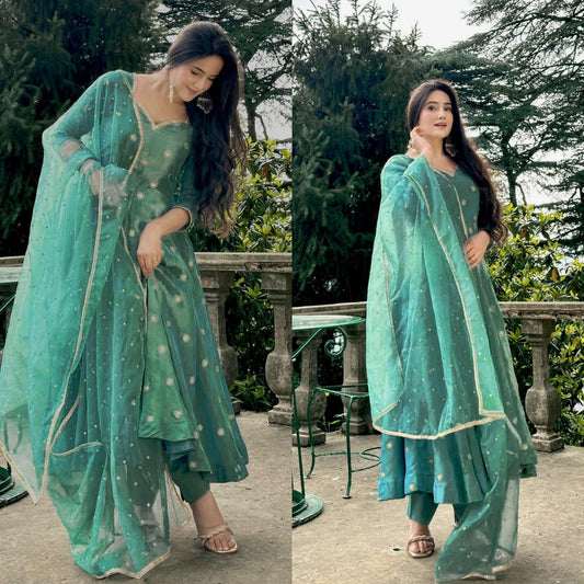 Anarkali Suit with Sequins & Dupatta