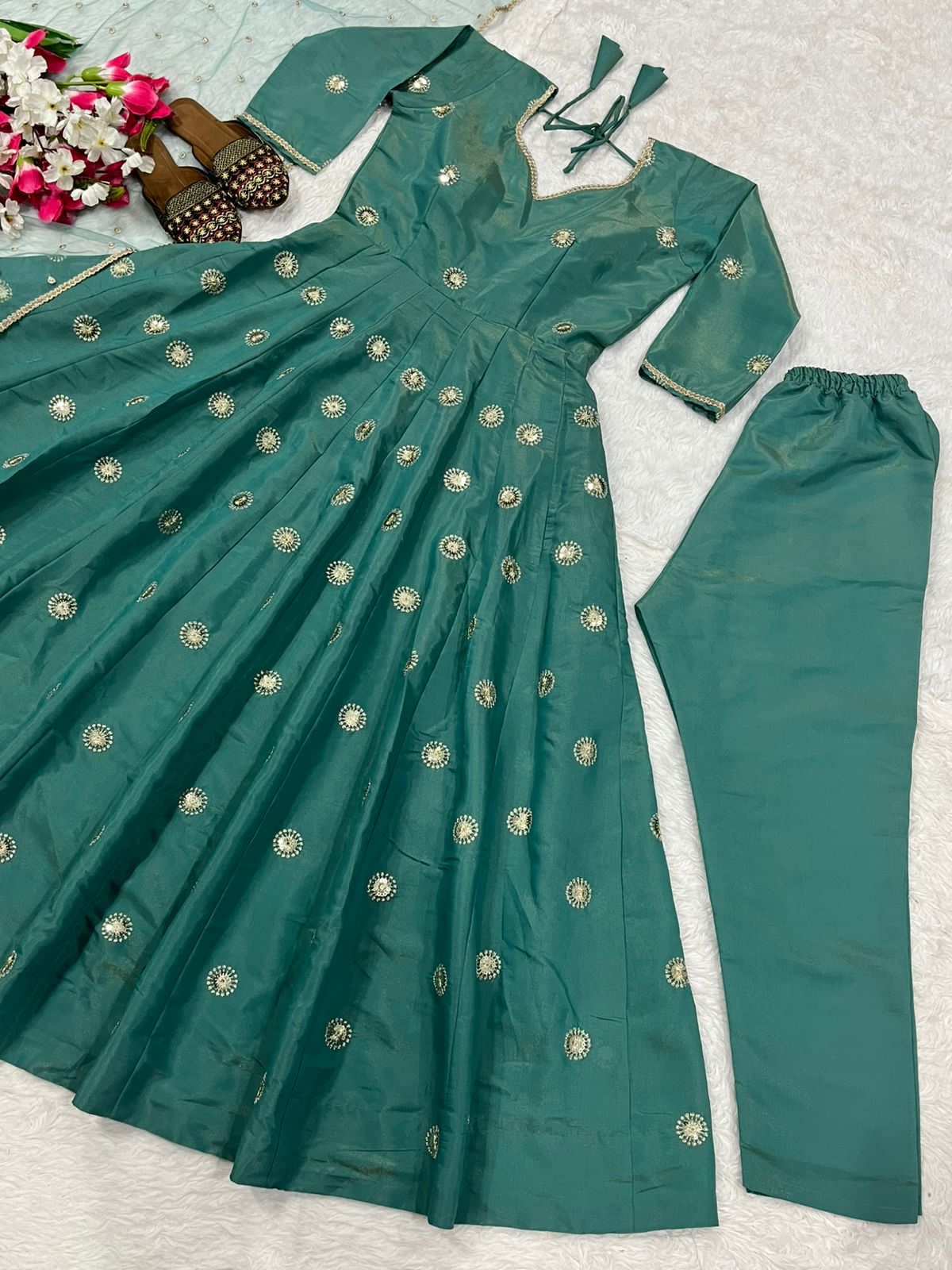 Anarkali Suit with Sequins & Dupatta