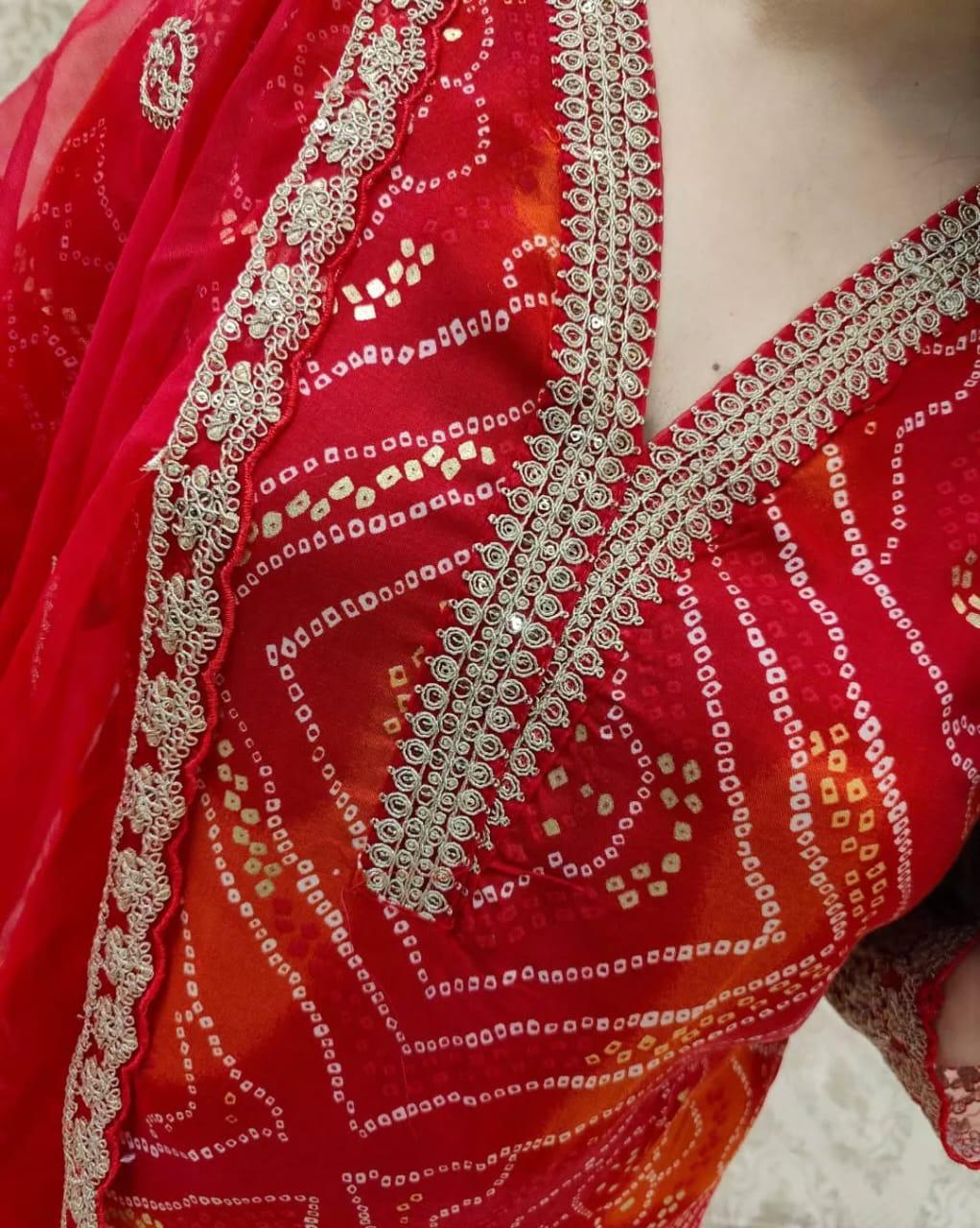 Exclusive Red Three-Piece Designer Kurta Set