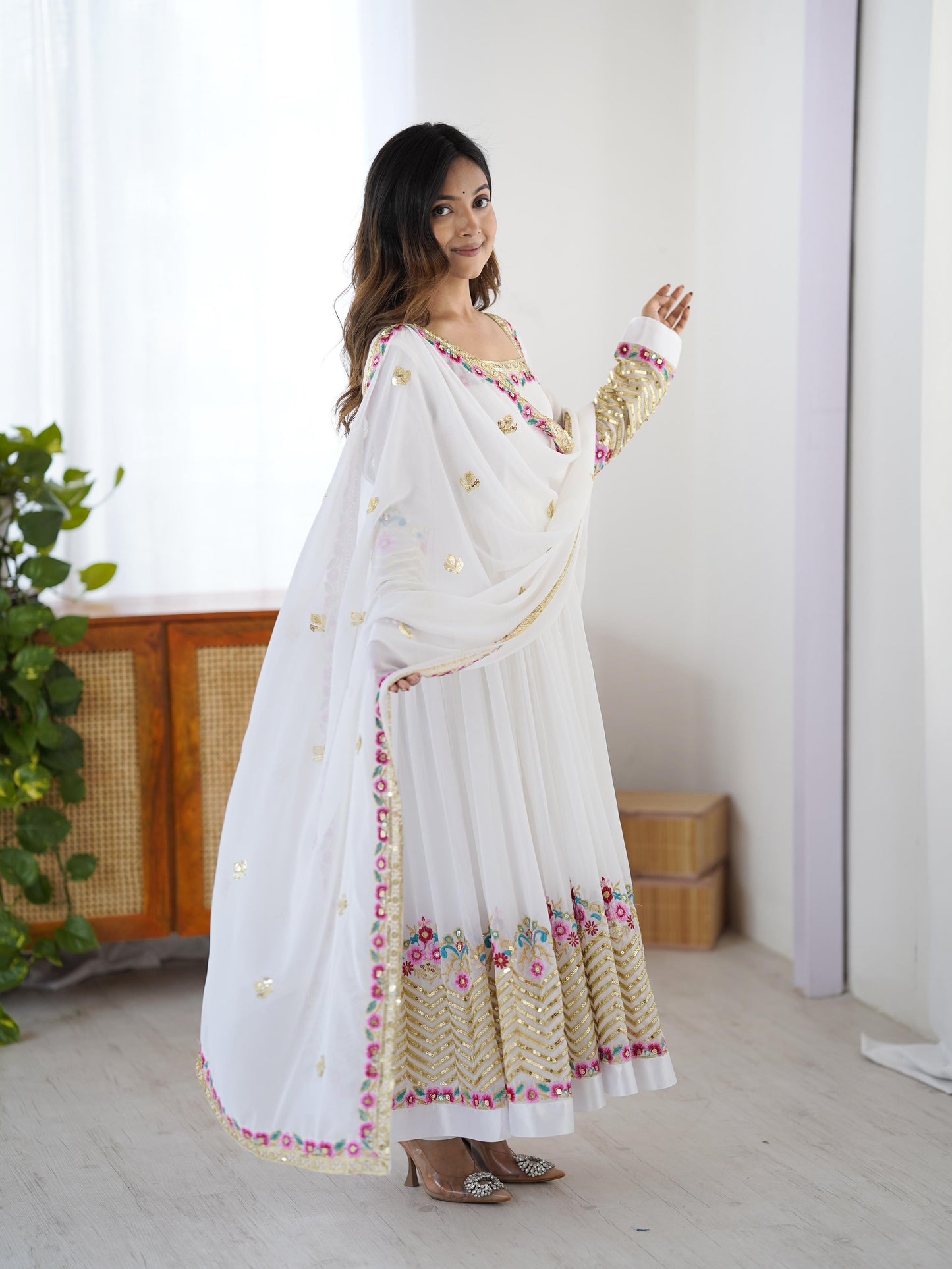 Embroidered Sequins Designer Anarkali 3-Piece Set