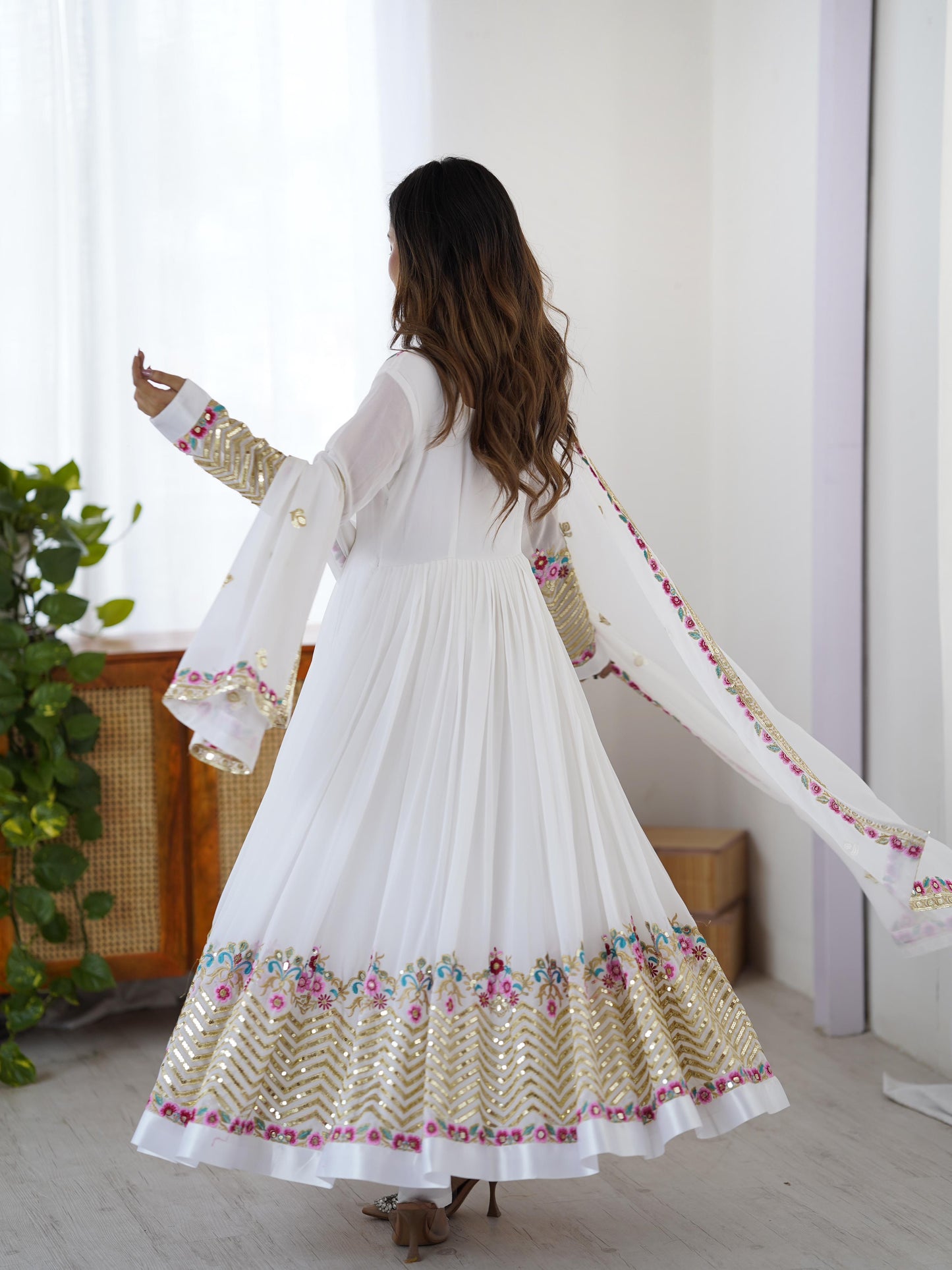 Embroidered Sequins Designer Anarkali 3-Piece Set