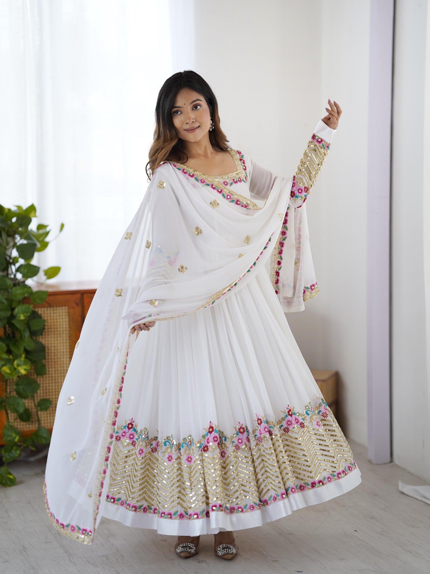 Embroidered Sequins Designer Anarkali 3-Piece Set