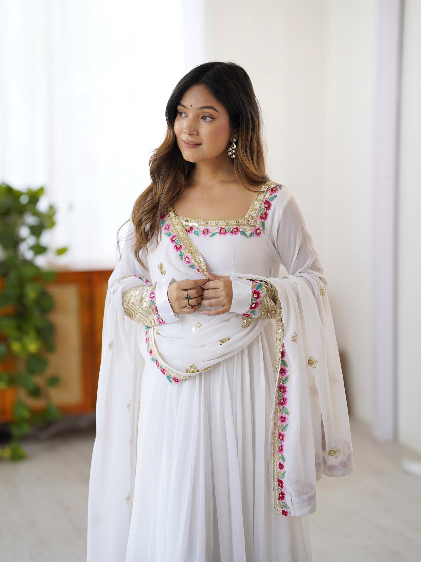 Embroidered Sequins Designer Anarkali 3-Piece Set