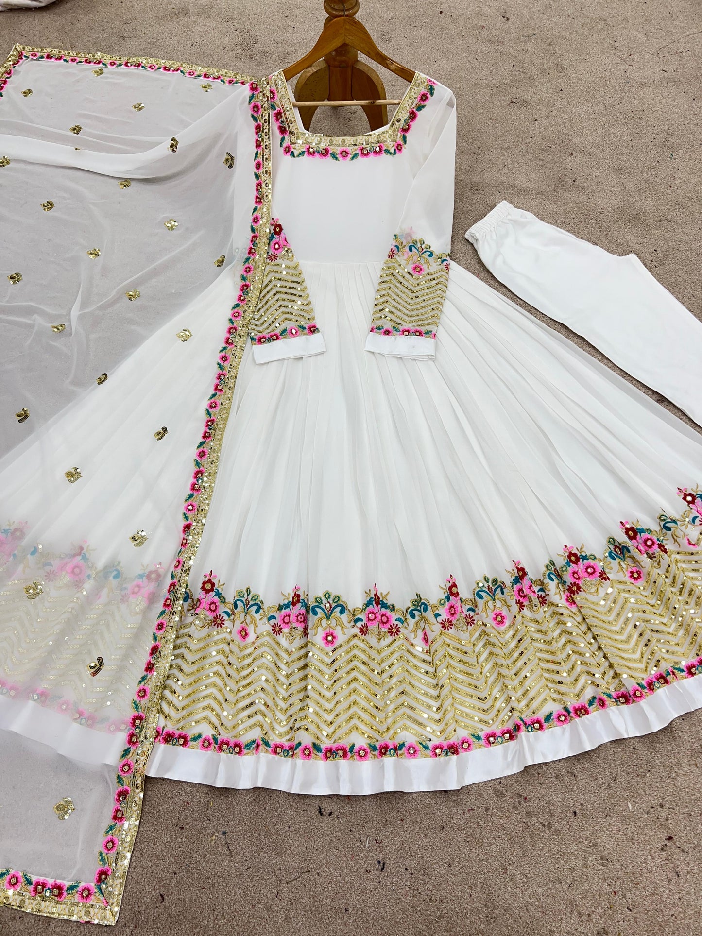 Embroidered Sequins Designer Anarkali 3-Piece Set