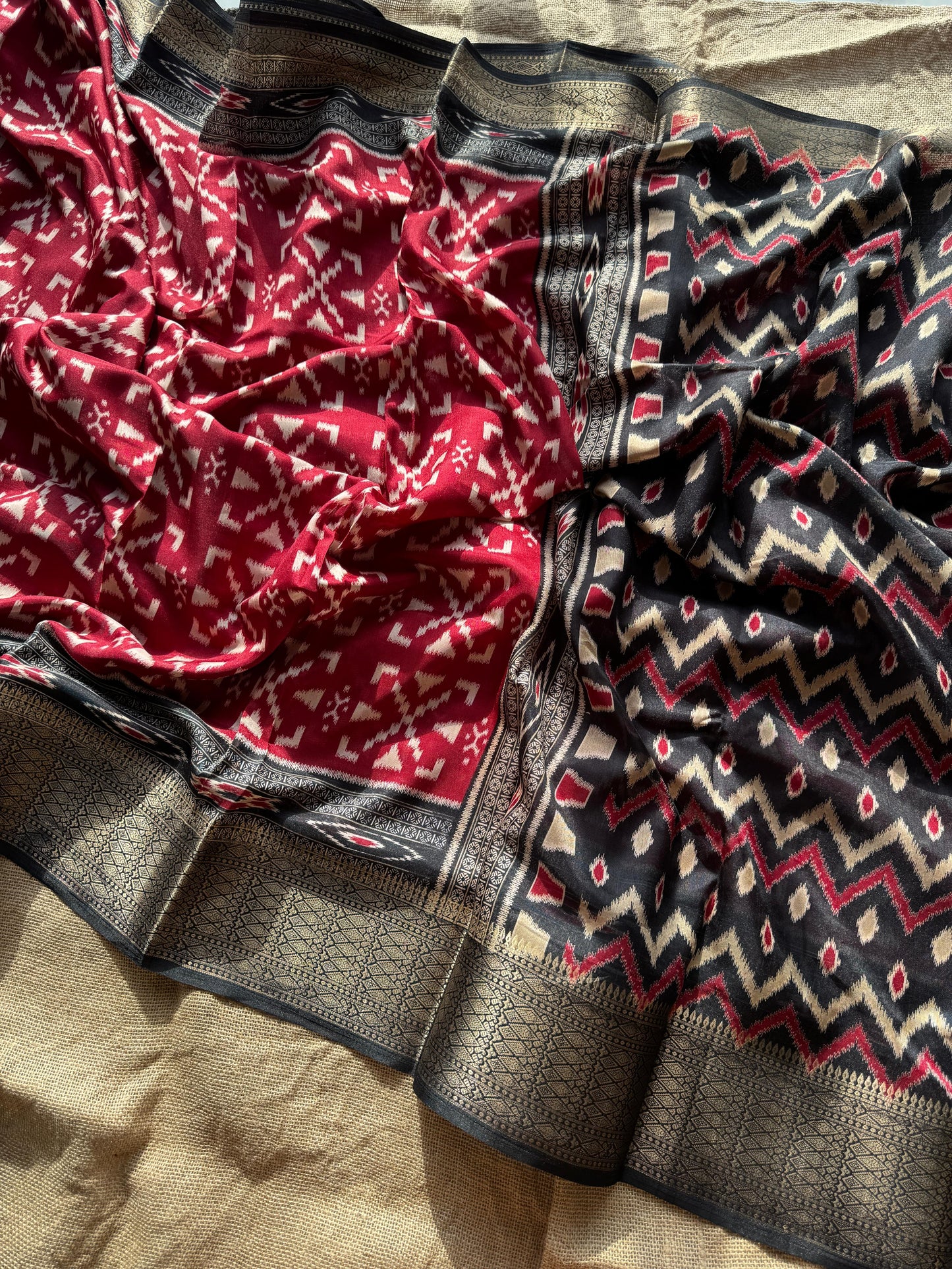 Dual-Toned Ikkat Silk Saree