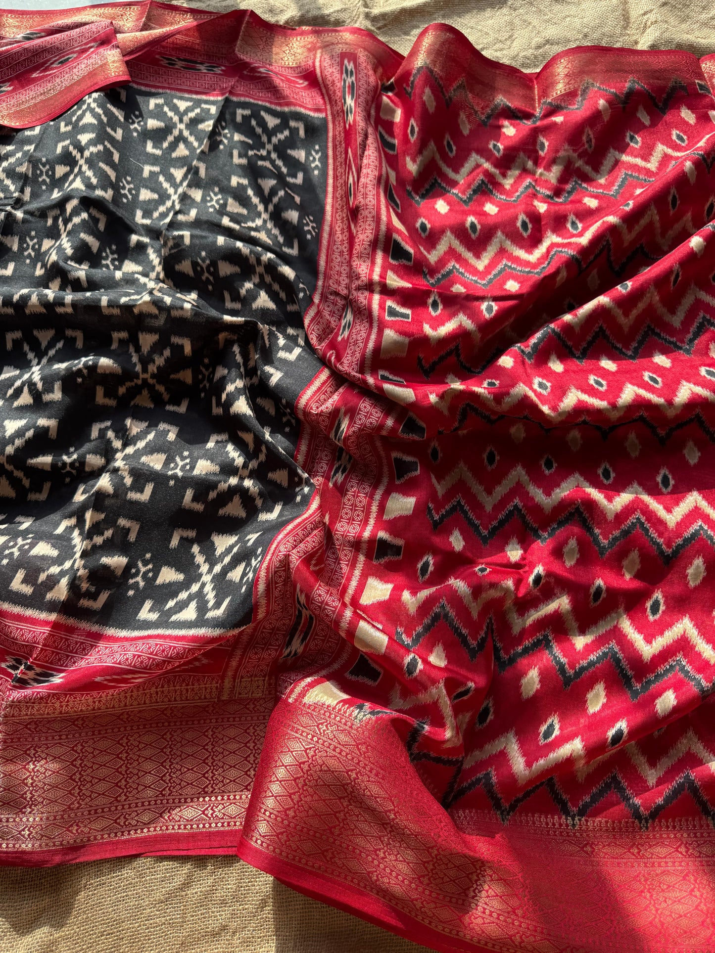 Dual-Toned Ikkat Silk Saree