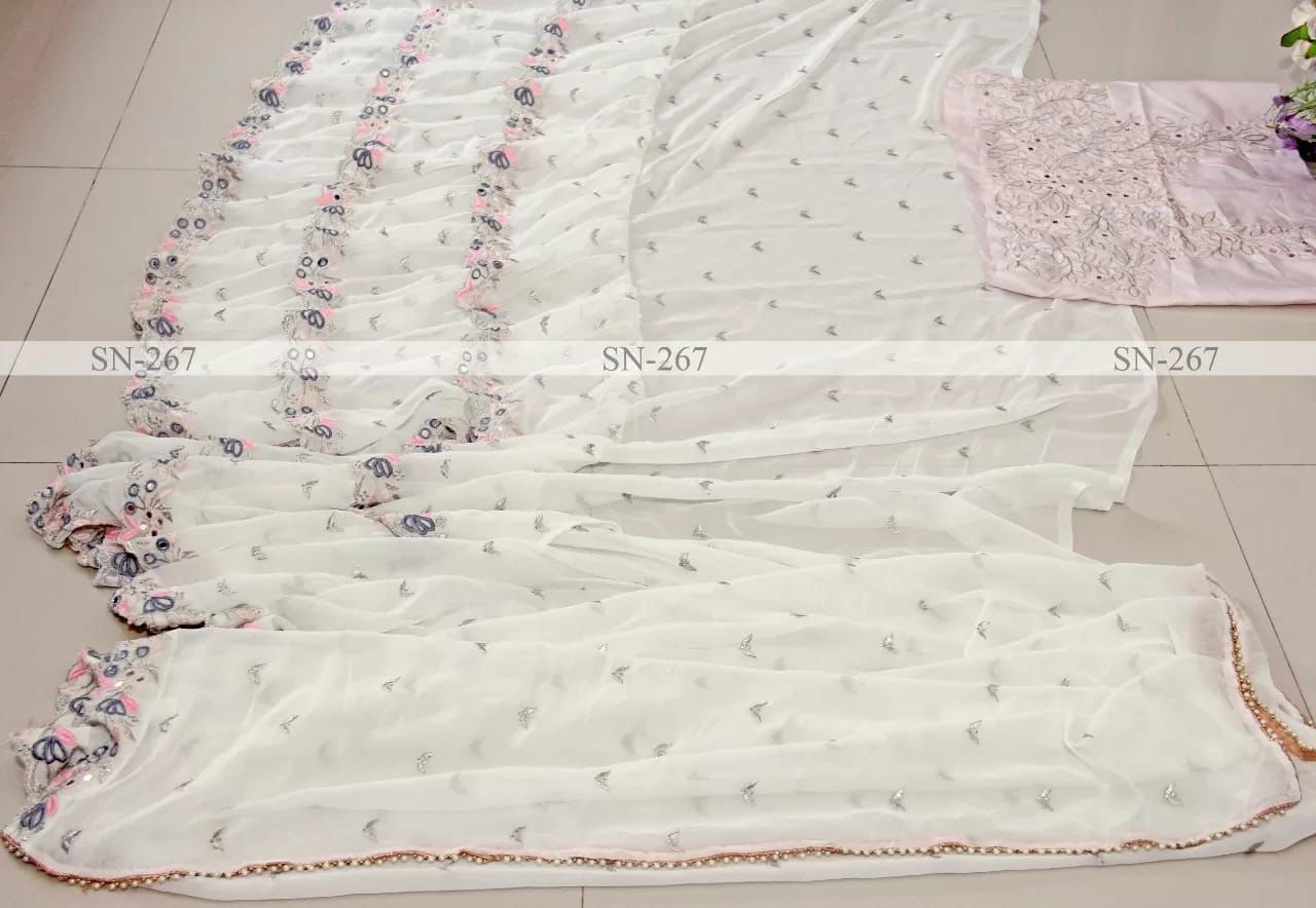 Georgette Saree with Zari & Mirror Work