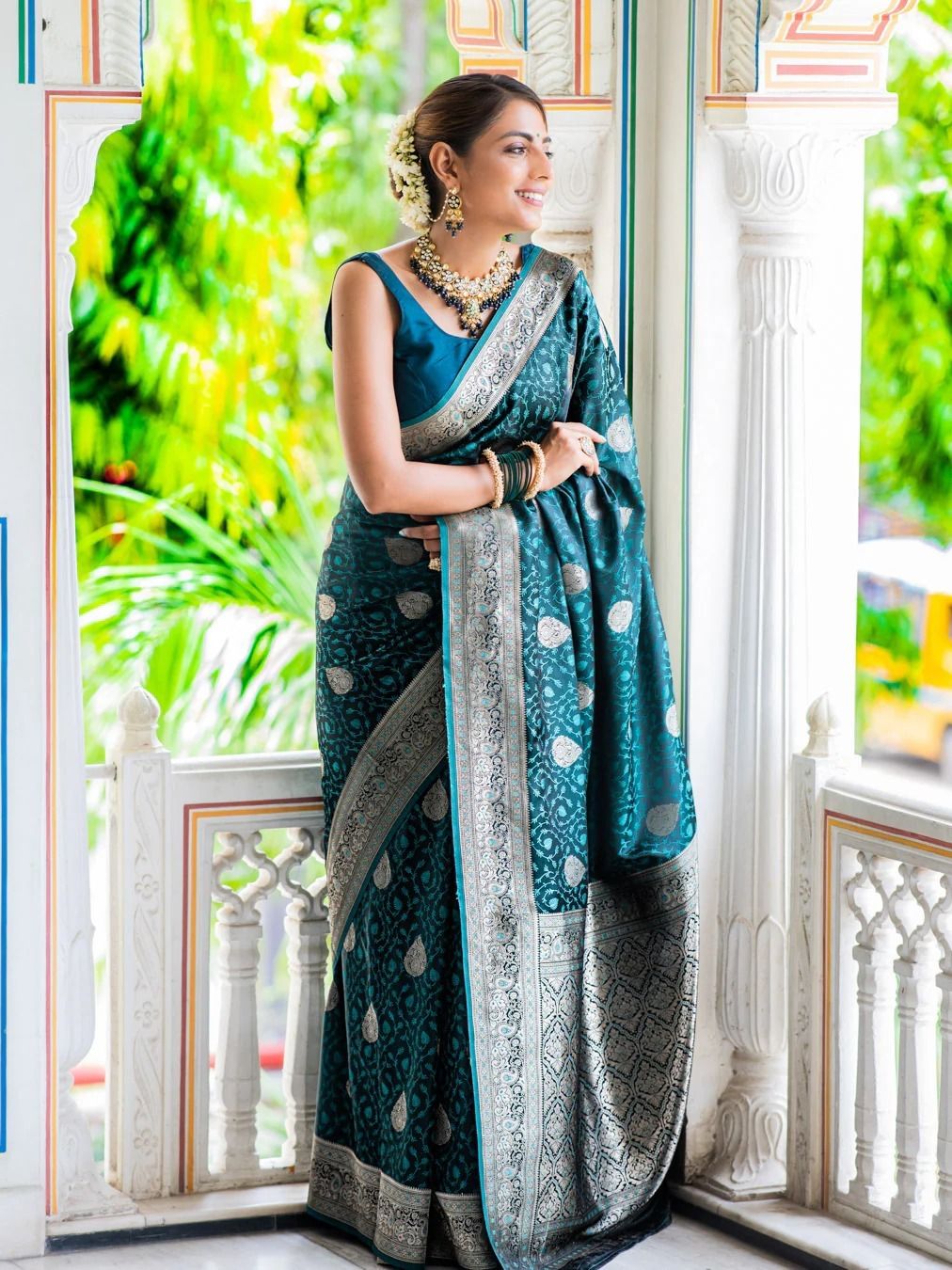 Emerald Green Banarasi Silk Saree