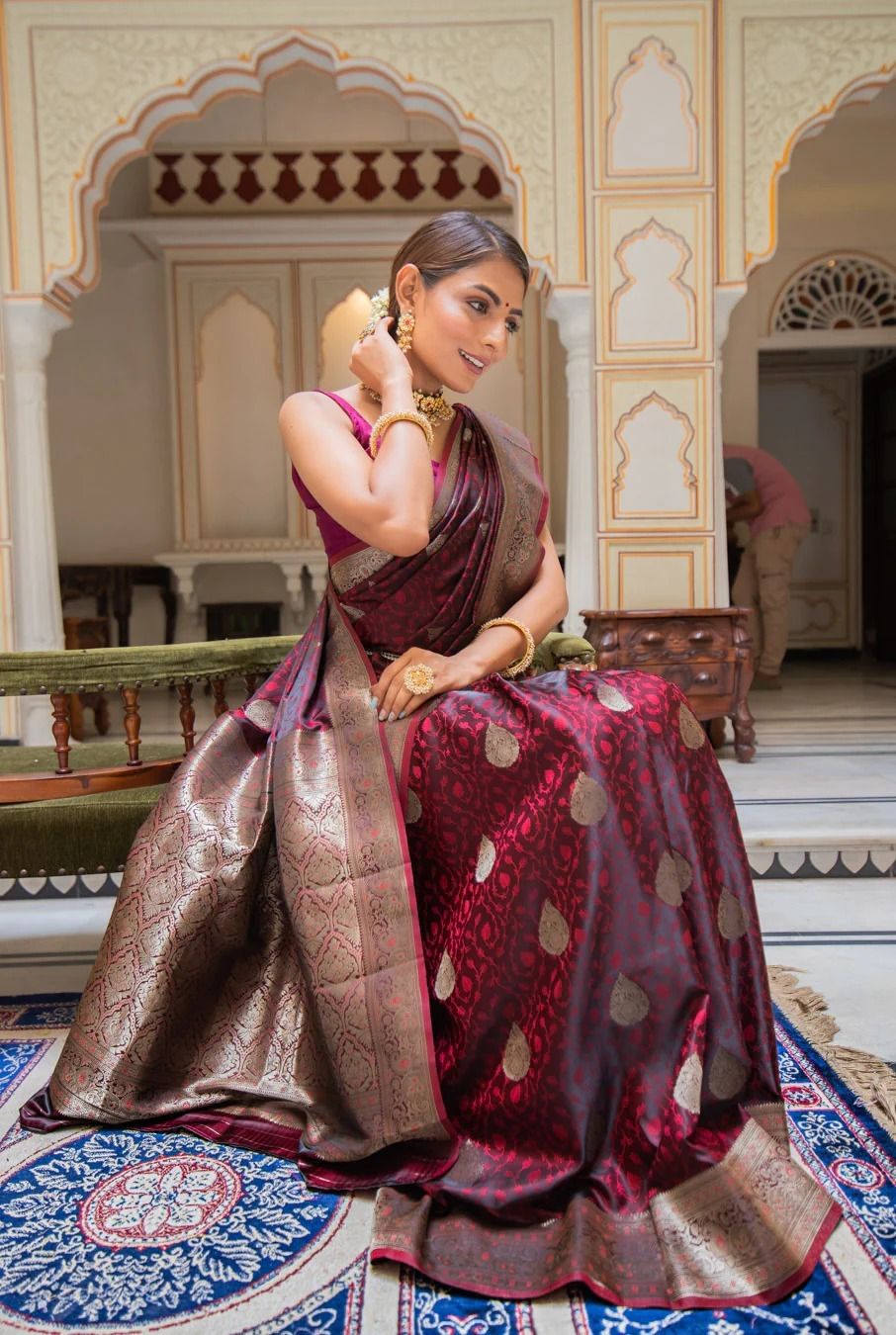 Emerald Green Banarasi Silk Saree
