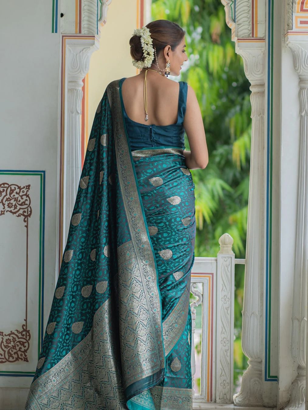 Emerald Green Banarasi Silk Saree