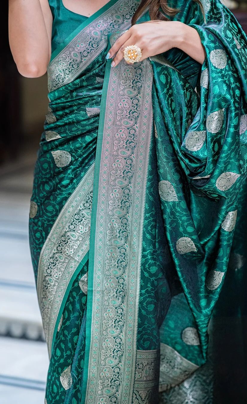 Emerald Green Banarasi Silk Saree