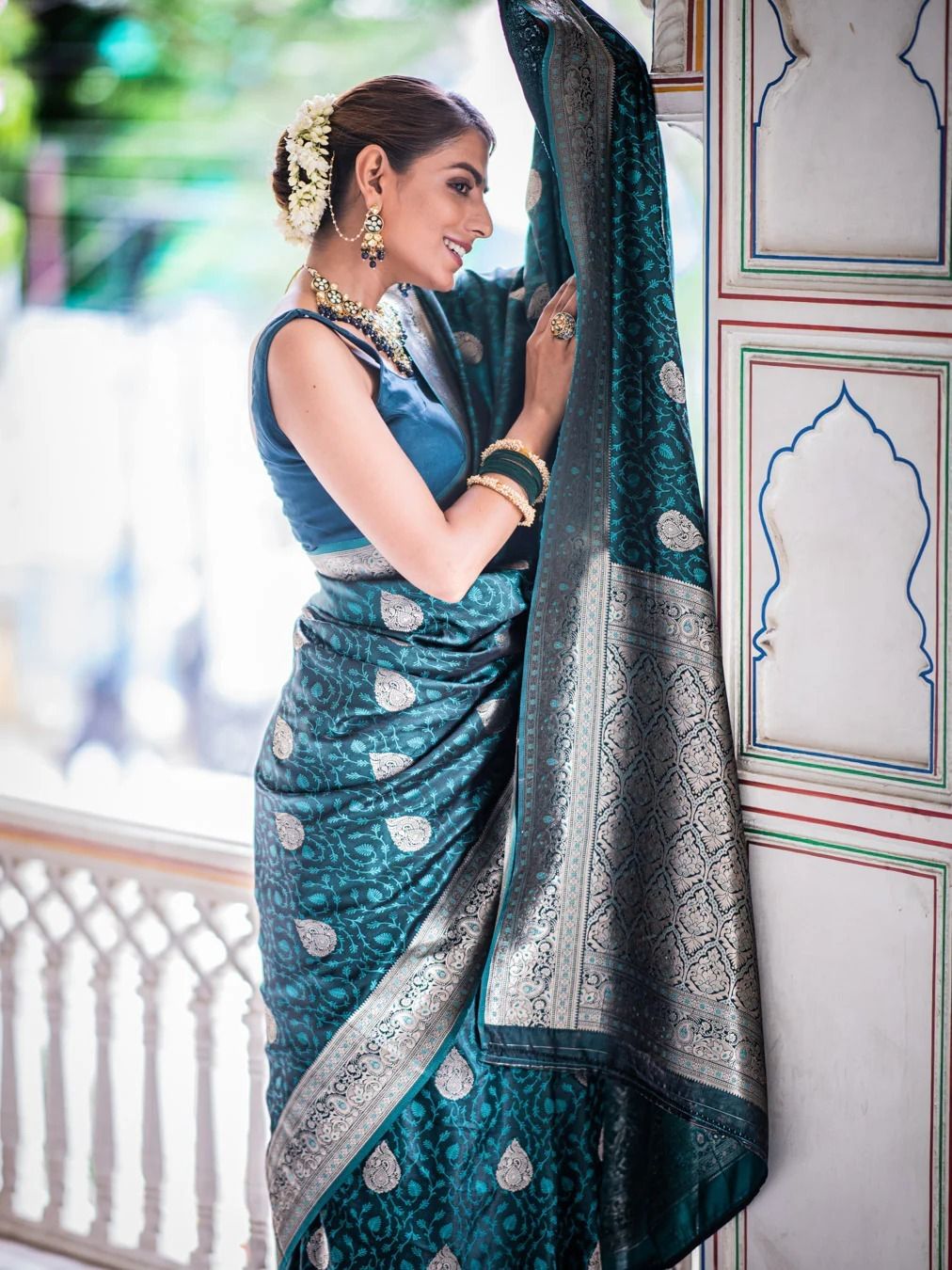 Emerald Green Banarasi Silk Saree