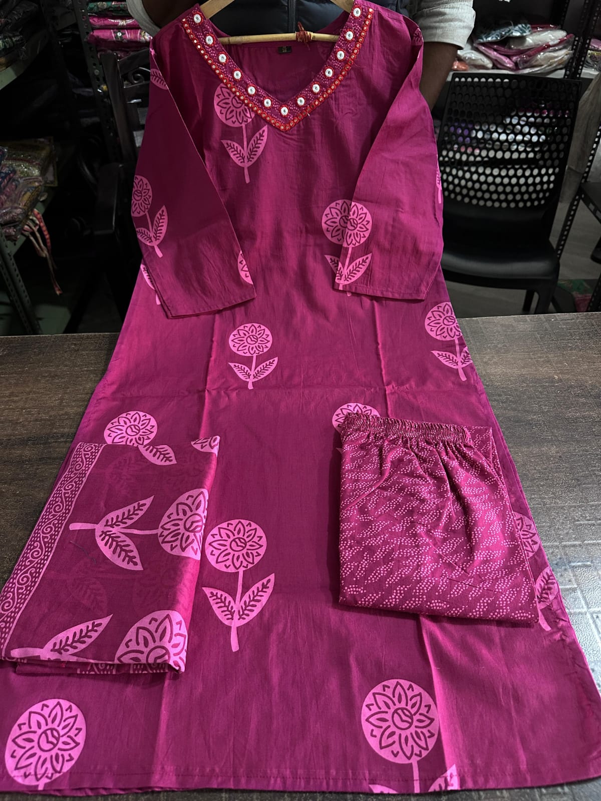 Pure Cotton Embroidery Kurti - with Cottan Pant & Dupatta