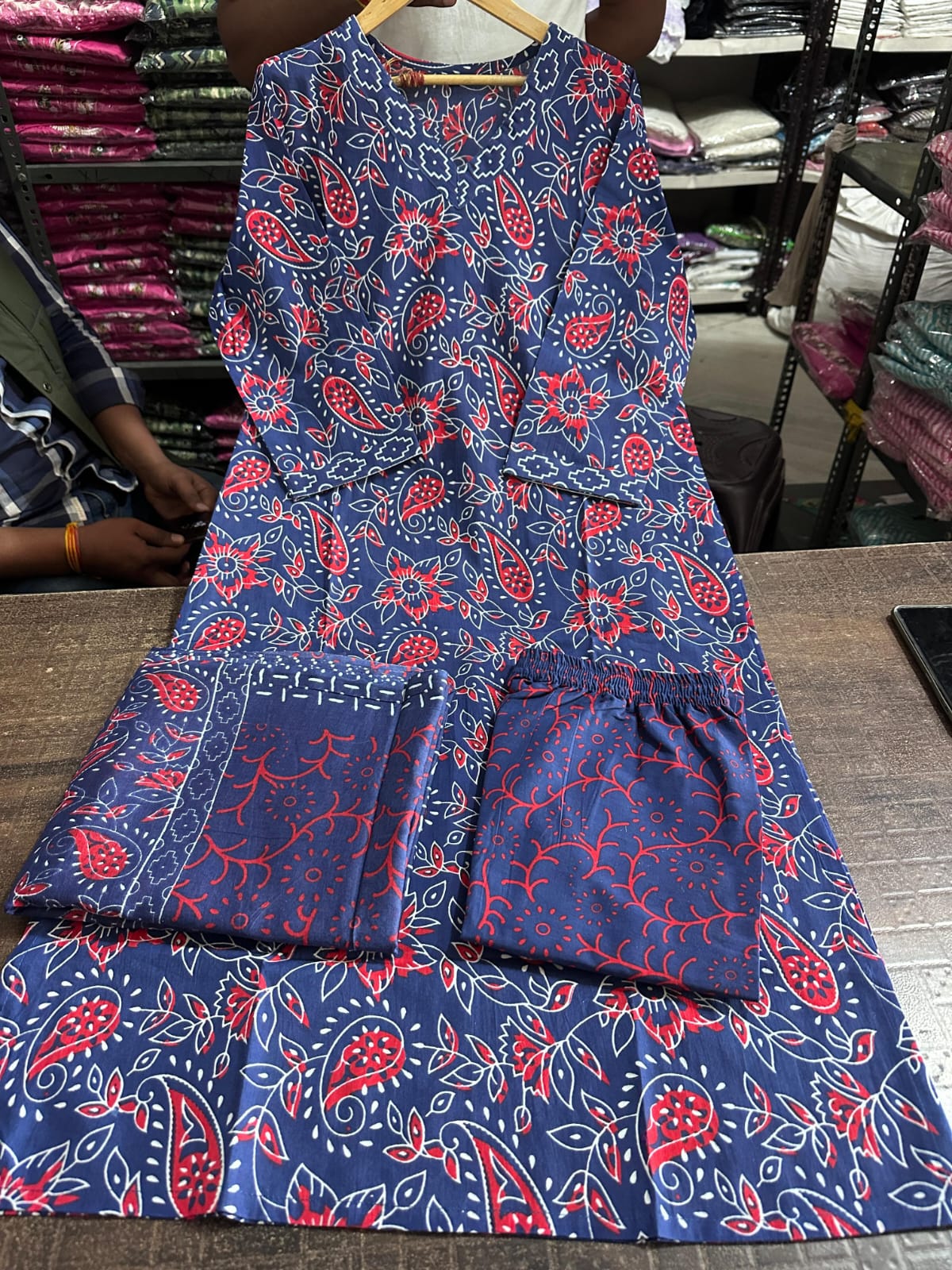 Pure Fine Heavy Cotton Kurti Pant with Dupatta.