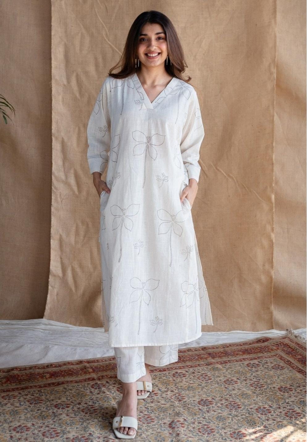 PURE COTTON KURTI WITH SELF PRINT & PLAZZO