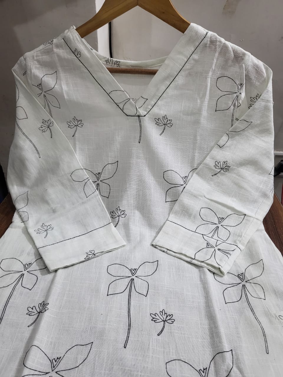 PURE COTTON KURTI WITH SELF PRINT & PLAZZO