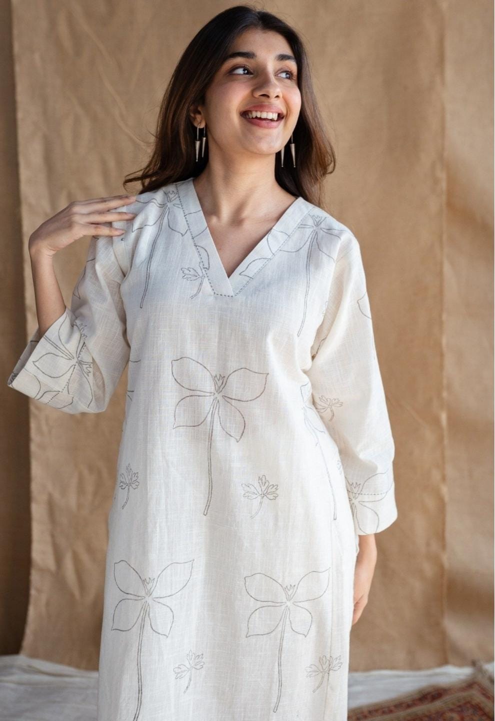 PURE COTTON KURTI WITH SELF PRINT & PLAZZO