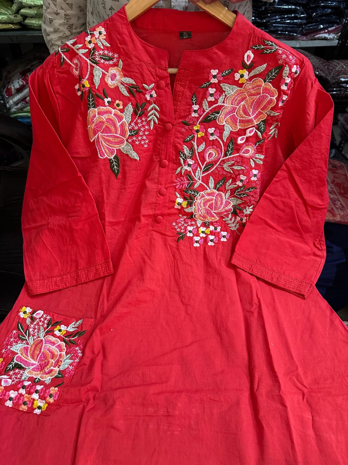 PURE COTTON EMBROIDERY KURTI WITH PANT & DUPATTA