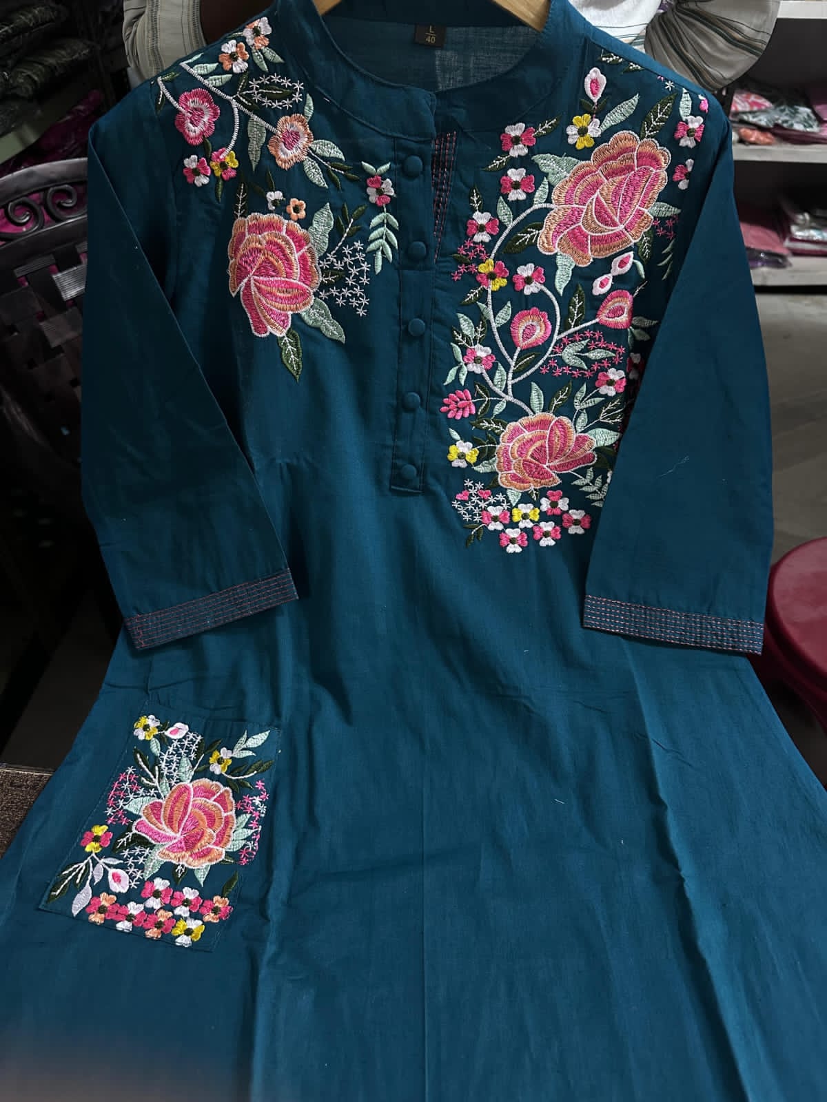 PURE COTTON EMBROIDERY KURTI WITH PANT & DUPATTA