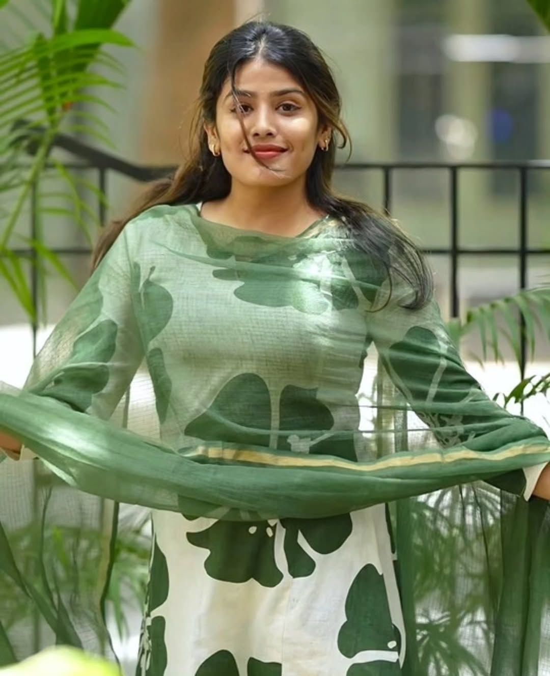 Printed Anarkali Kurti Set with Pant & Kotadoriya Dupatta