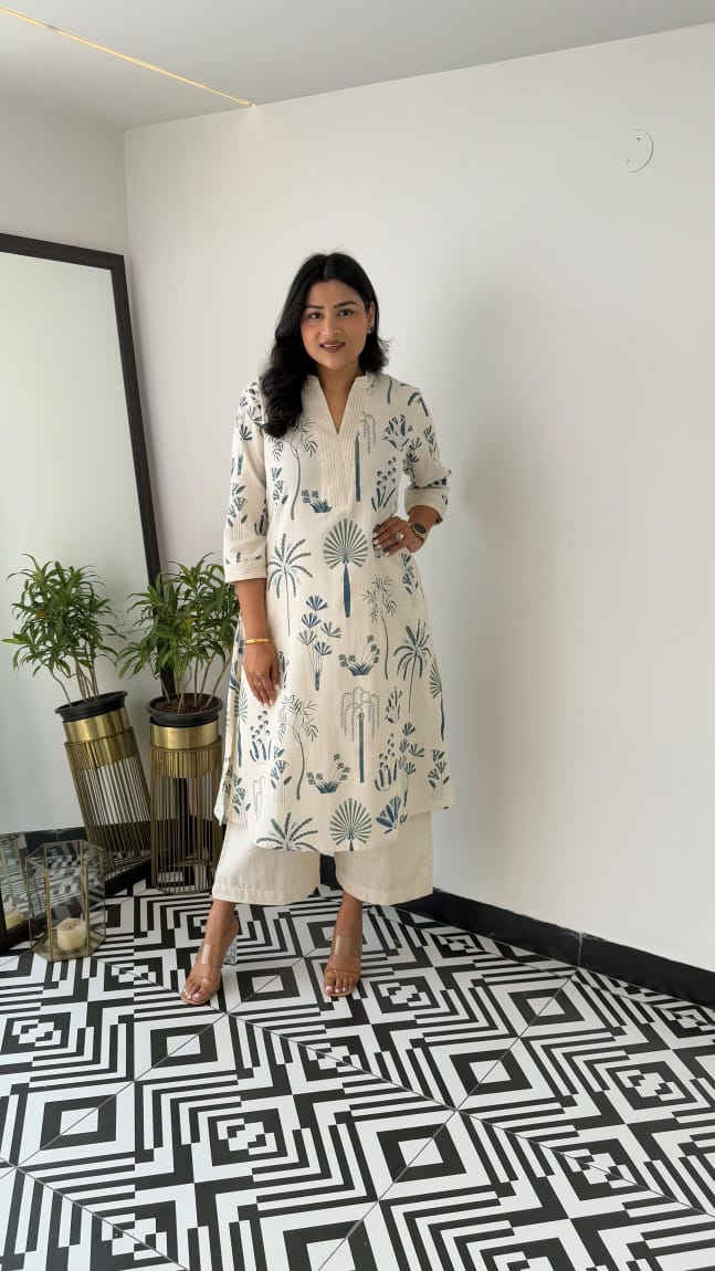 Nature-Inspired Cotton Kurti Set