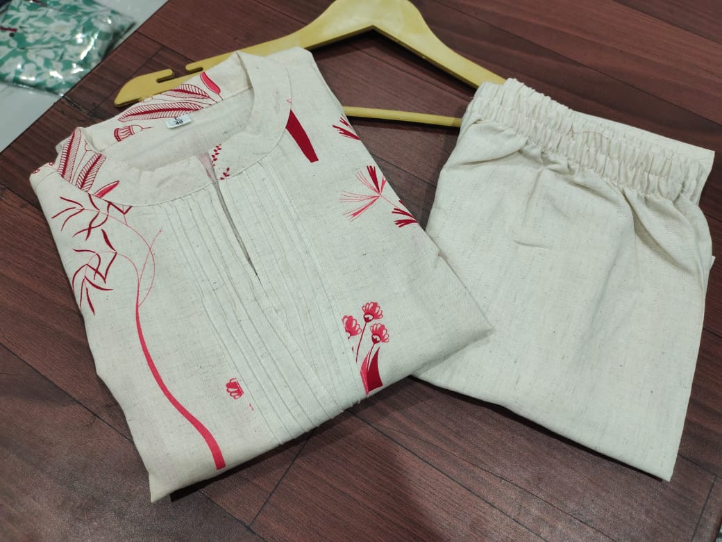 Nature-Inspired Cotton Kurti Set