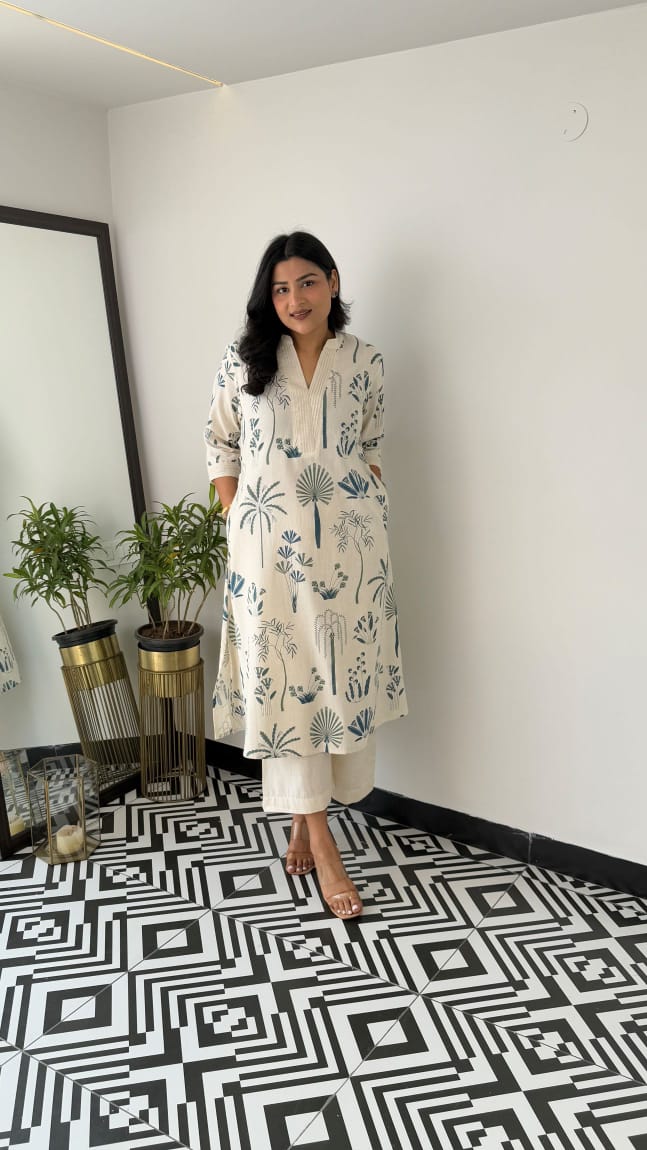 Nature-Inspired Cotton Kurti Set
