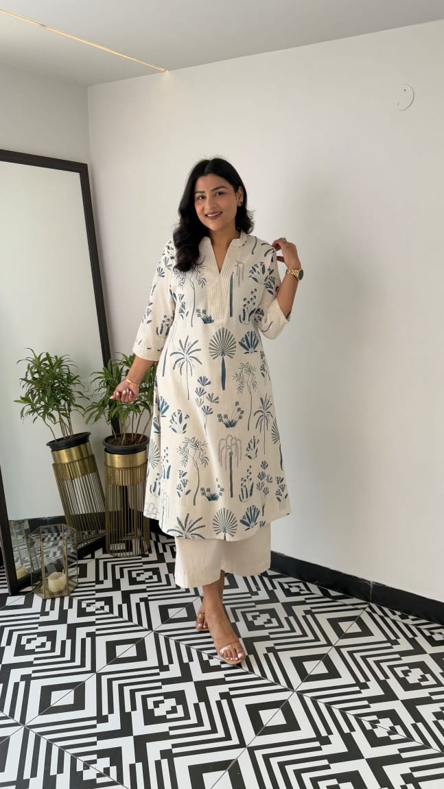 Nature-Inspired Cotton Kurti Set