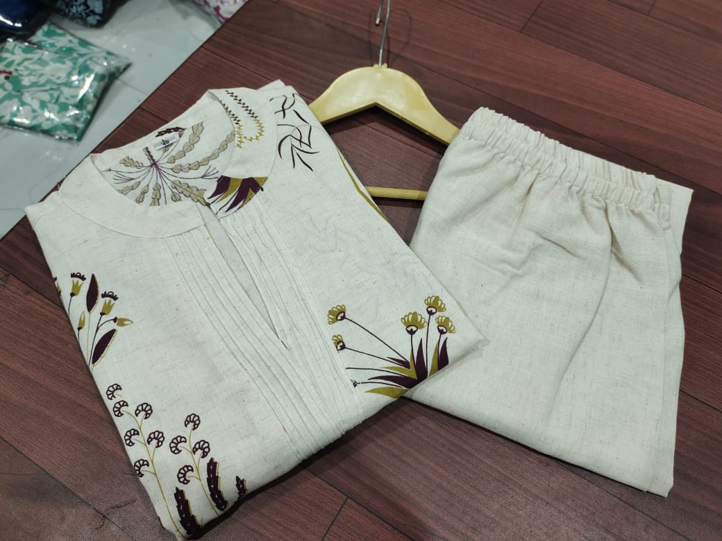 Nature-Inspired Cotton Kurti Set